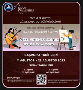 2025 - 2026 Öğretim Yılı Özel Yetenek Sınav Duyurusu